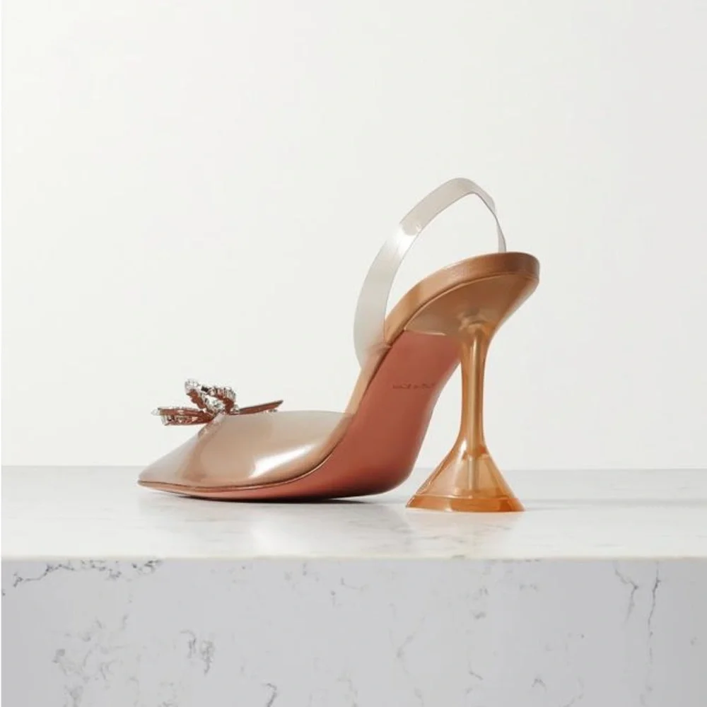 SIZE 11 AMINA MUADDI NEUTRAL CRYSTAL HEELS - Picture 3 of 7